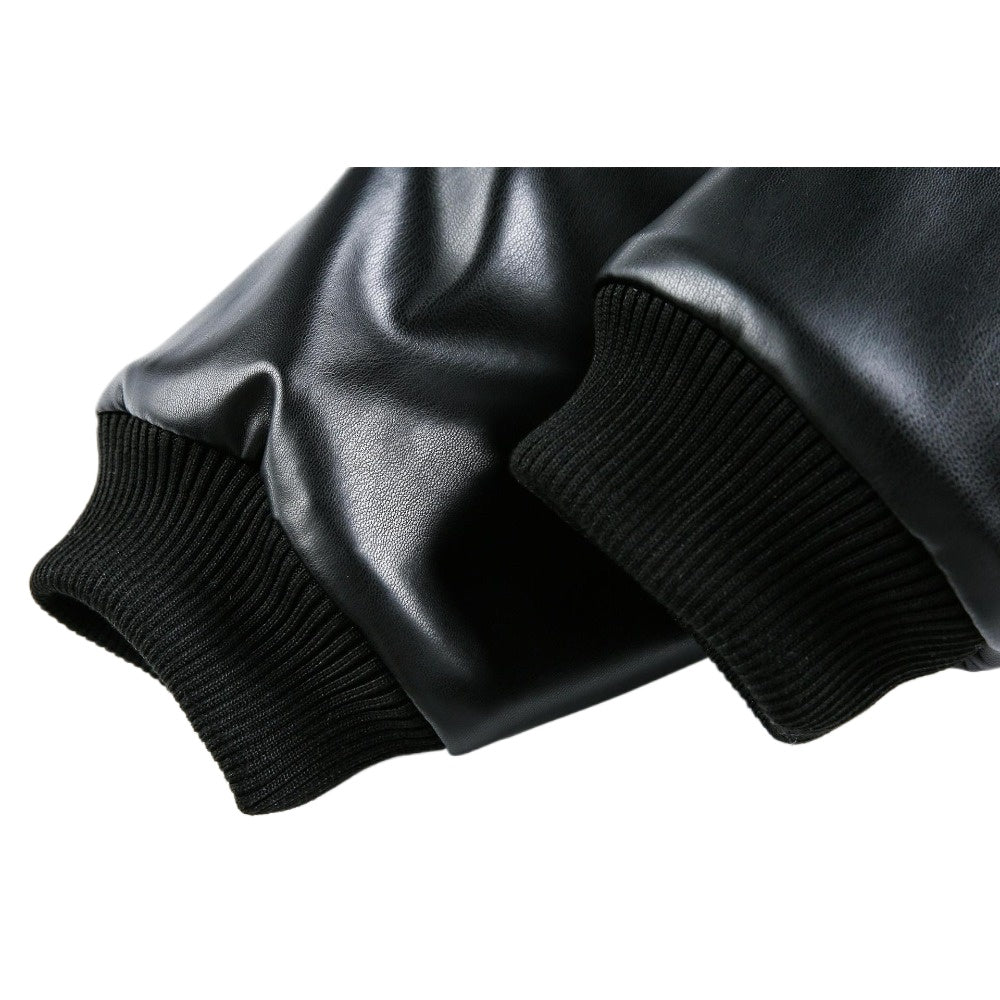 Gothic Cross - embroidered Leather Padded Jacket - Thrashink