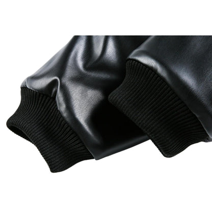 Gothic Cross - embroidered Leather Padded Jacket - Thrashink