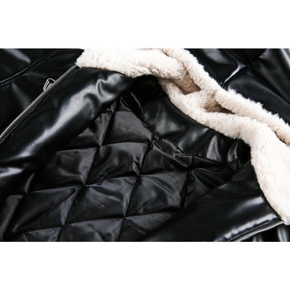 Gothic Cross - embroidered Leather Padded Jacket - Thrashink