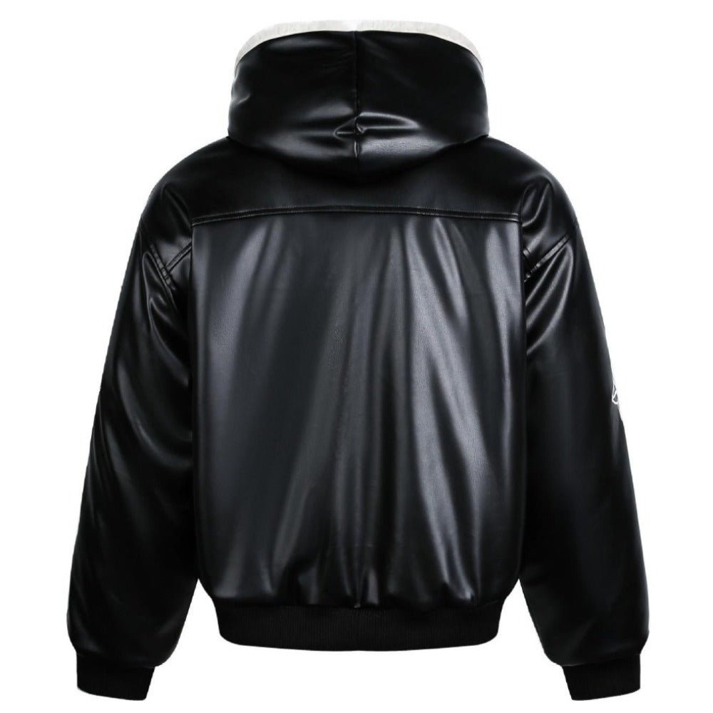 Gothic Cross - embroidered Leather Padded Jacket - Thrashink