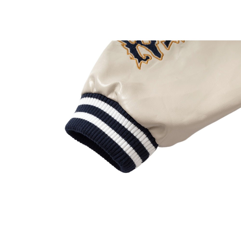 Gothic Embroidered Patchwork Varsity Jacket - Thrashink