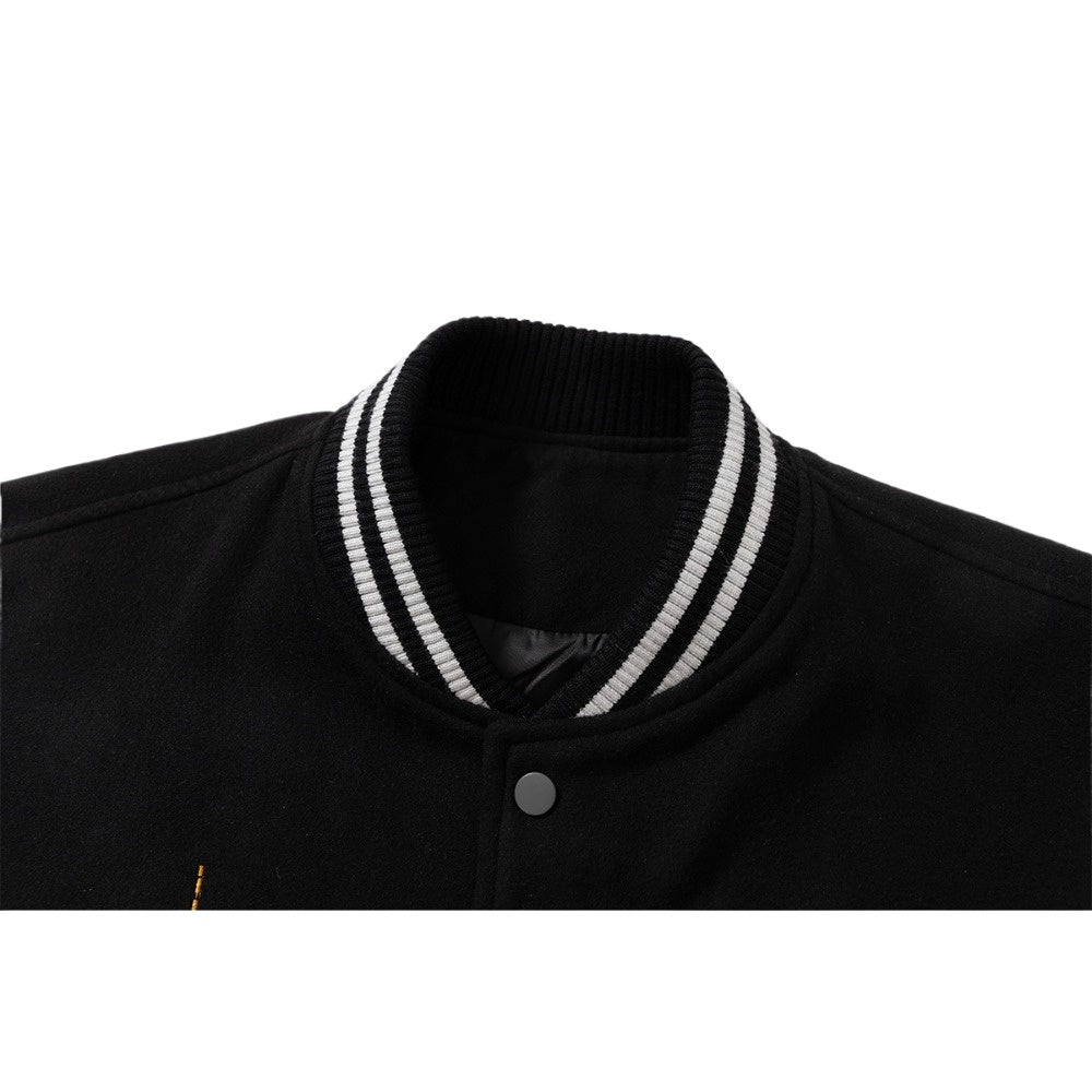 Gothic Embroidered Patchwork Varsity Jacket - Thrashink