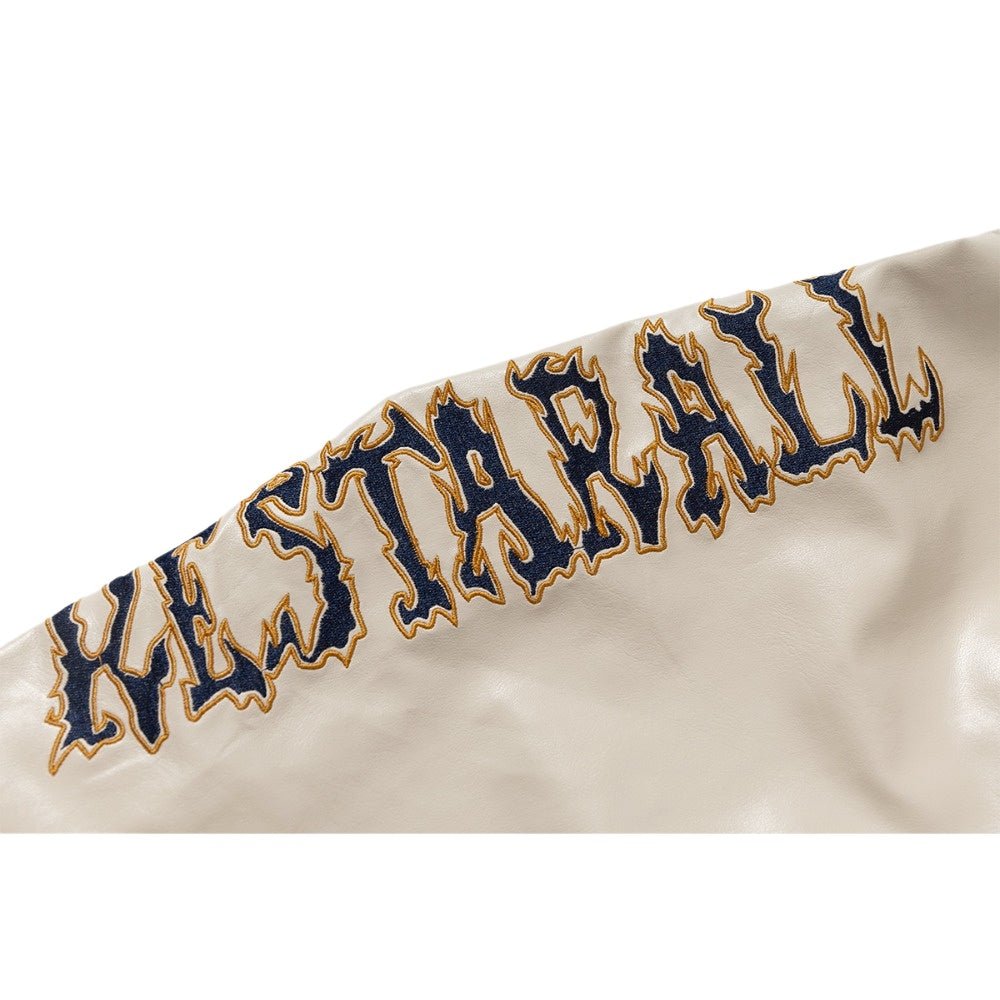 Gothic Embroidered Patchwork Varsity Jacket - Thrashink