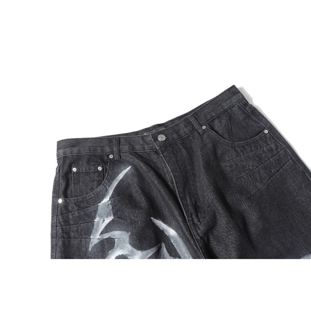 Gothic Ink Printed Jeans - Thrashink