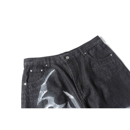 Gothic Ink Printed Jeans - Thrashink