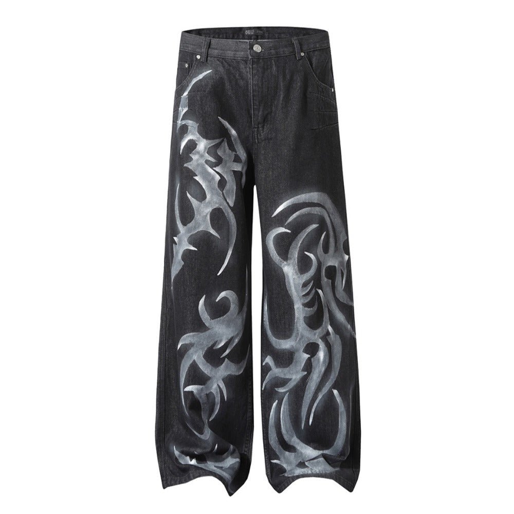 Gothic Ink Printed Jeans - Thrashink