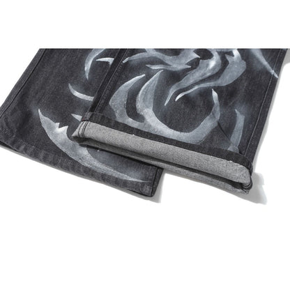 Gothic Ink Printed Jeans - Thrashink