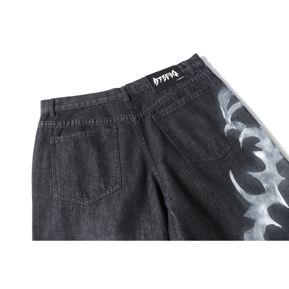 Gothic Ink Printed Jeans - Thrashink