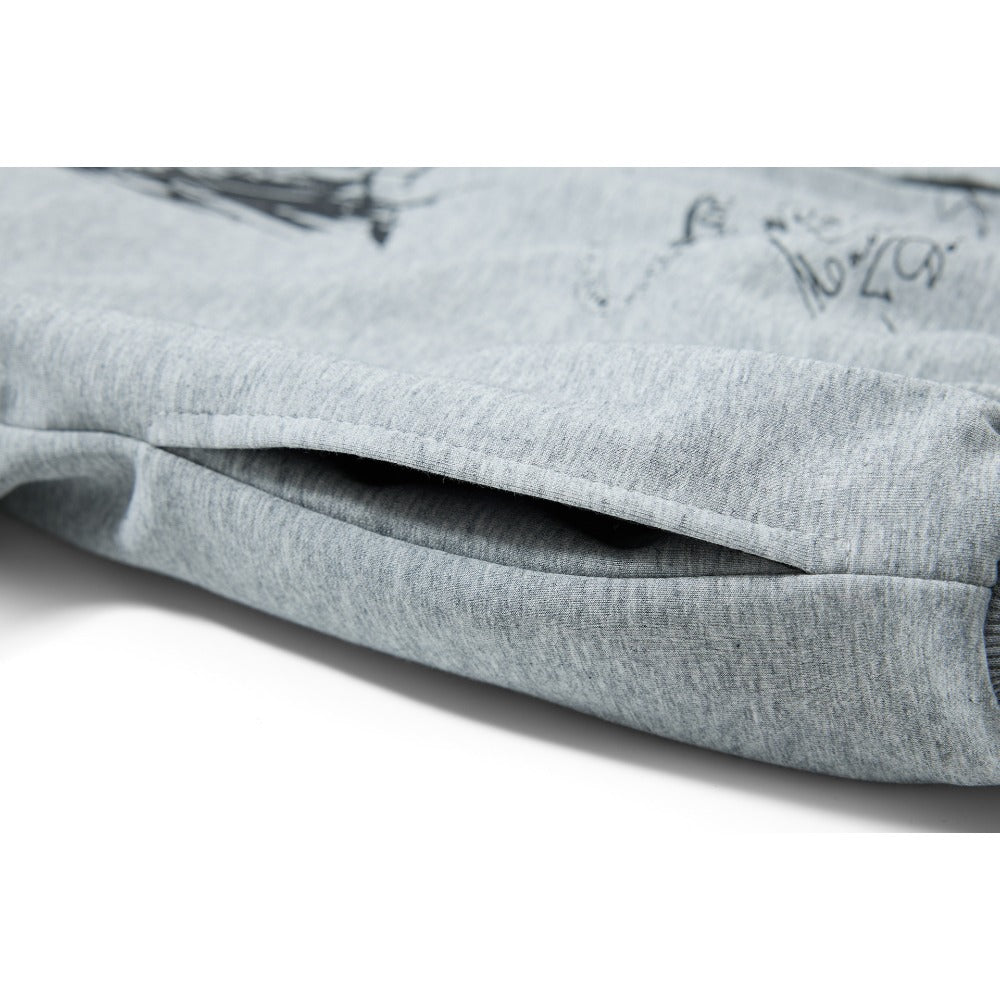 Gothic Print Hooded Fur Collar Cotton Jacket - Thrashink