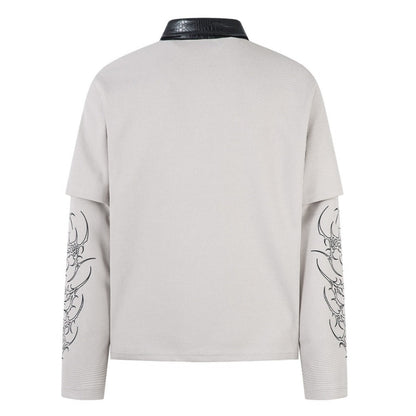 Gothic - style Leather Collar Polo Shirt - Thrashink