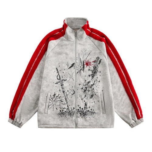 Graffit Red Stripe Artistic Track Jacket - Thrashink