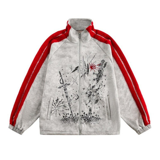 Graffit Red Stripe Artistic Track Jacket - Thrashink