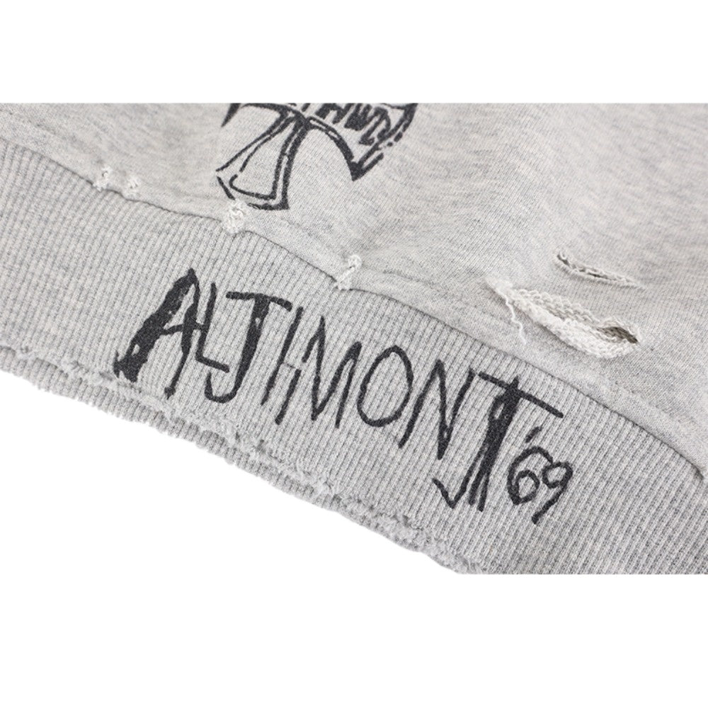 Graffiti Art Distressed Crewneck Sweatshirt - Thrashink