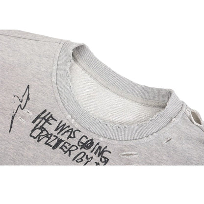 Graffiti Art Distressed Crewneck Sweatshirt - Thrashink