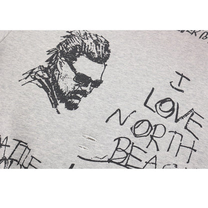 Graffiti Art Distressed Crewneck Sweatshirt - Thrashink