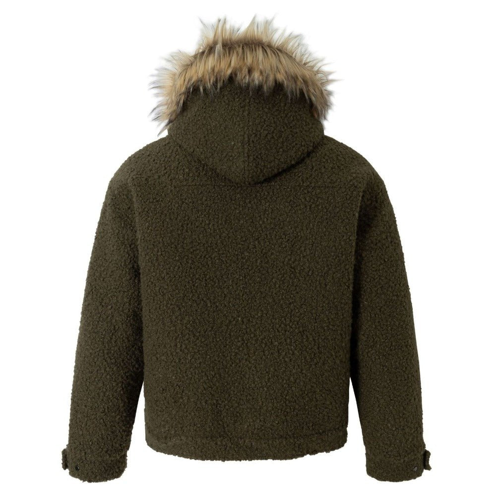 Graffiti Embroidery Paneled Sherpa Jacket - Thrashink