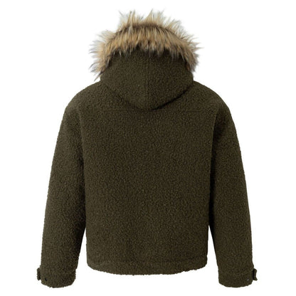 Graffiti Embroidery Paneled Sherpa Jacket - Thrashink