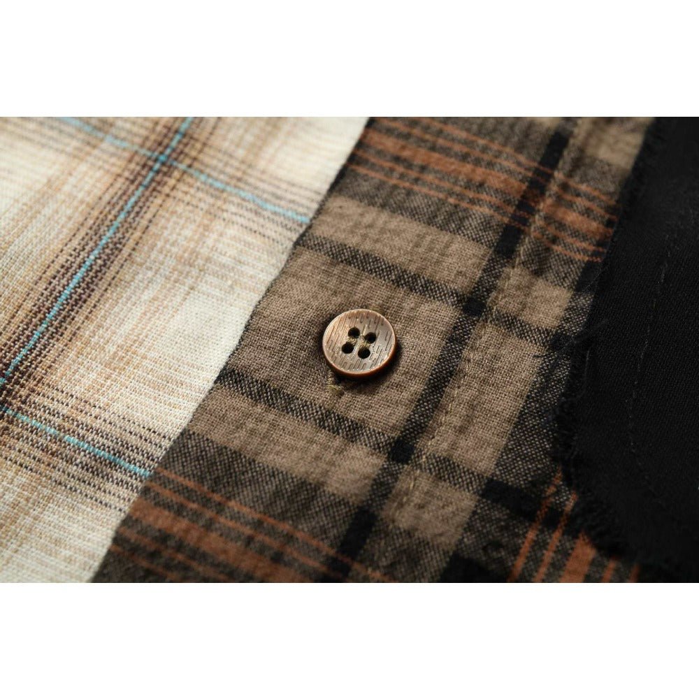 Graffiti Patchwork Plaid Shirt - Thrashink