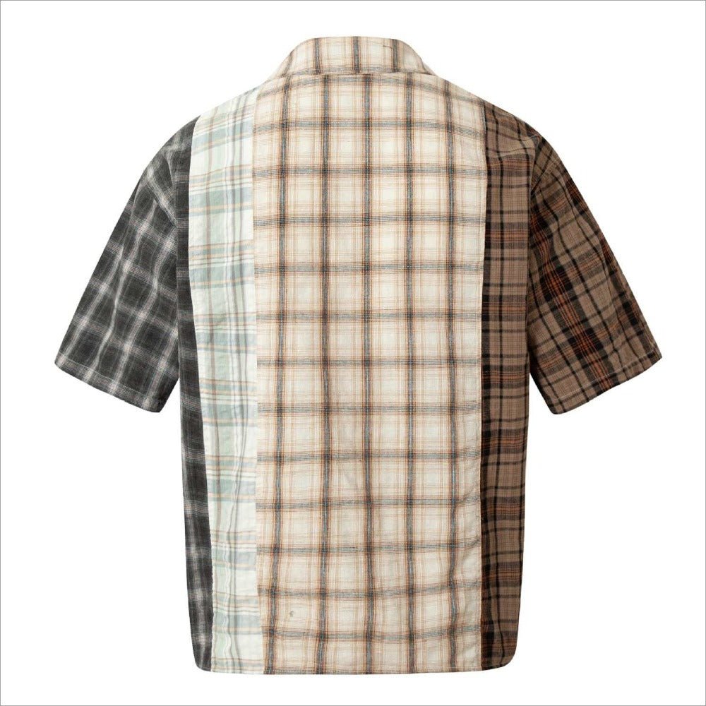 Graffiti Patchwork Plaid Shirt - Thrashink