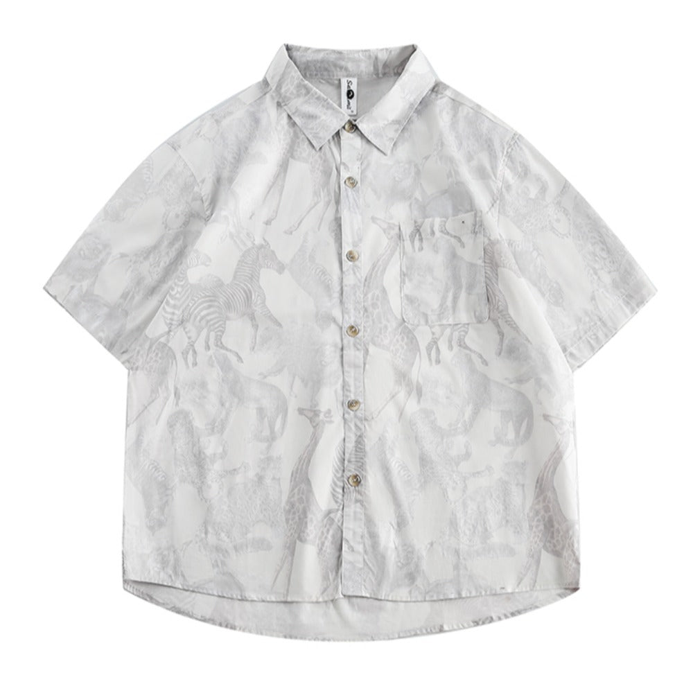 Grassland Animals Dark Print Shirt - Thrashink