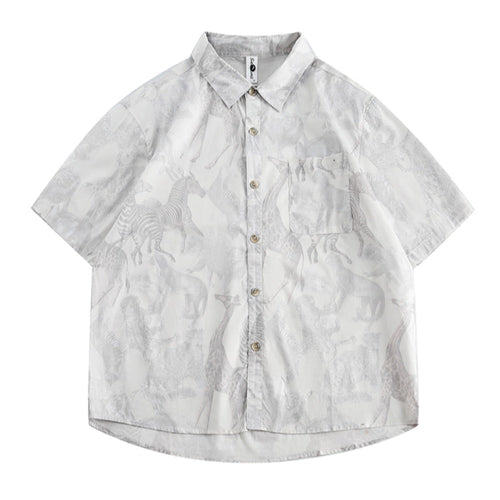 Grassland Animals Dark Print Shirt - Thrashink