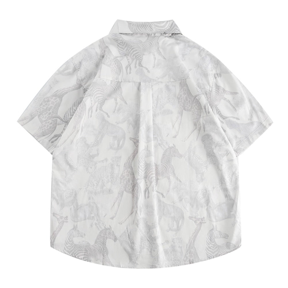 Grassland Animals Dark Print Shirt - Thrashink