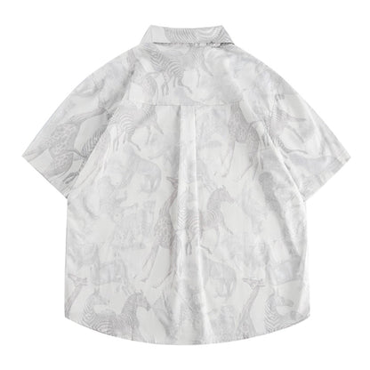 Grassland Animals Dark Print Shirt - Thrashink