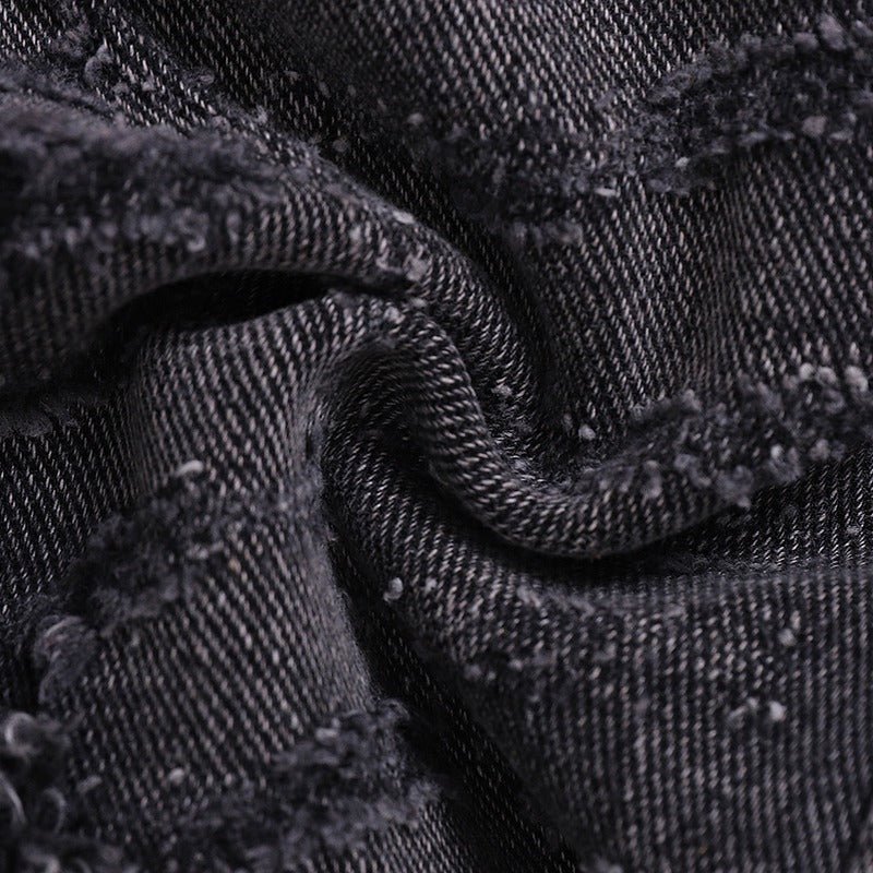 Gray Frayed Line Distressed Jeans - Thrashink