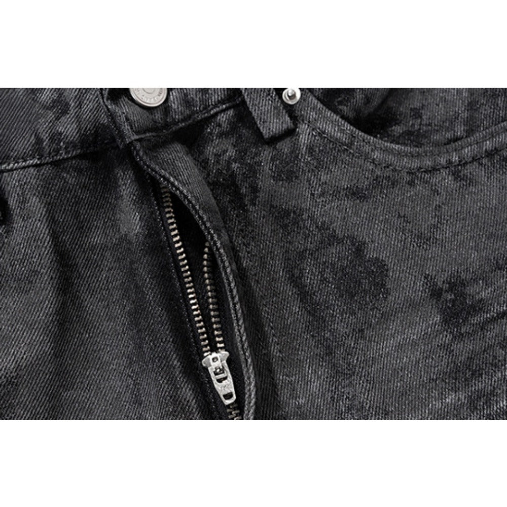 Hand - brushed Glue Glitter Bootcut Jeans - Thrashink