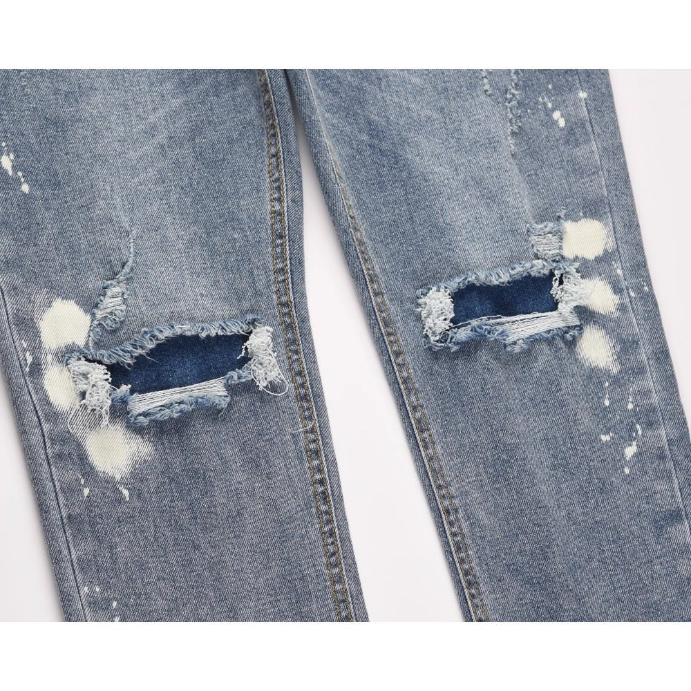 Hand - Painted Splatter Ripped Jeans - Thrashink
