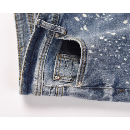 Hand - Painted Splatter Ripped Jeans - Thrashink
