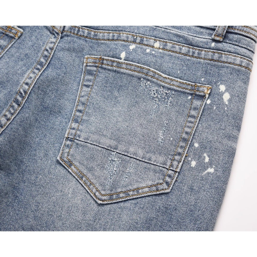 Hand - Painted Splatter Ripped Jeans - Thrashink