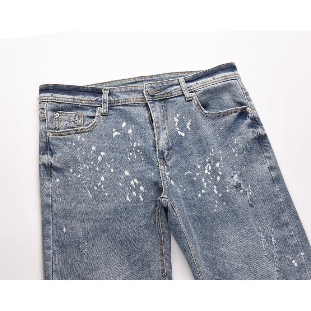 Hand - Painted Splatter Ripped Jeans - Thrashink