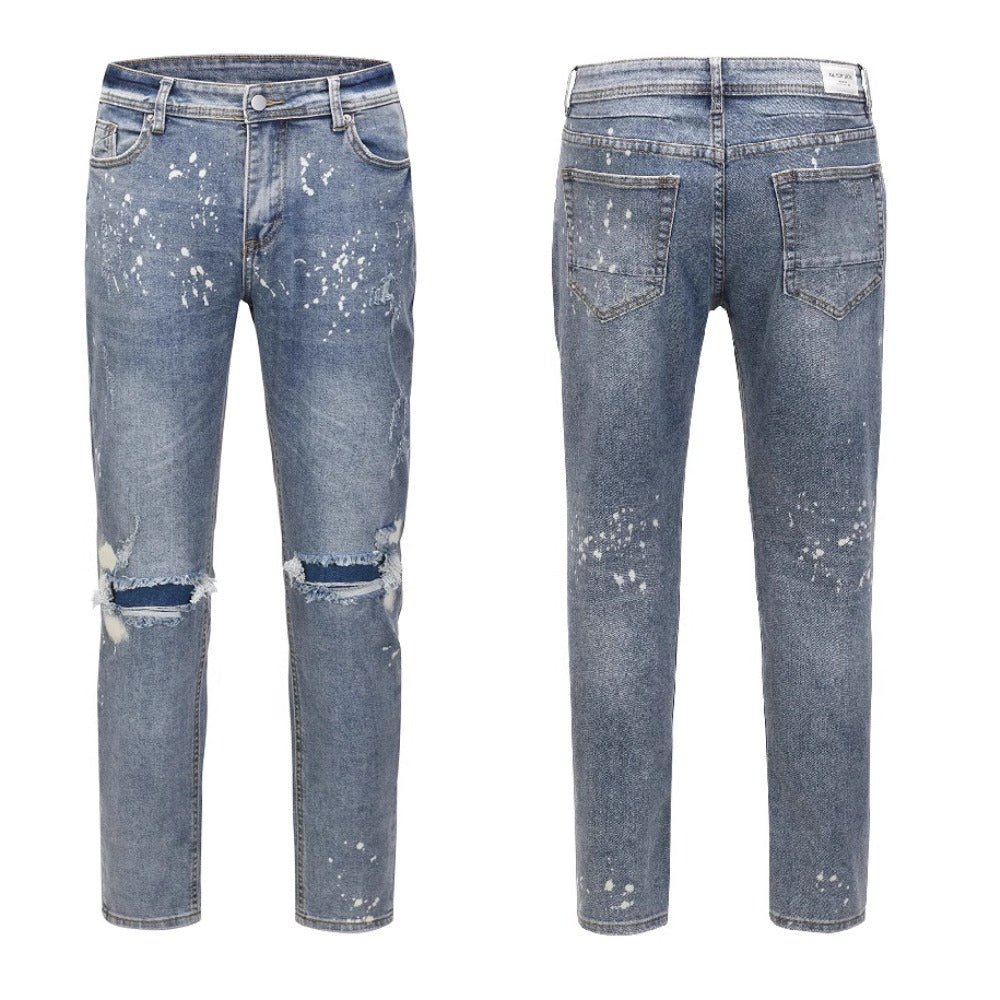 Hand - Painted Splatter Ripped Jeans - Thrashink