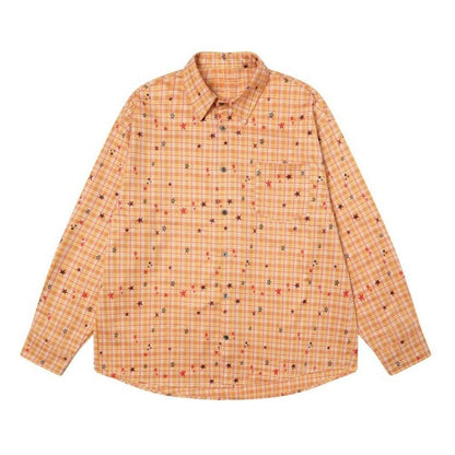 Hand - painted Star Check Shirt - Thrashink
