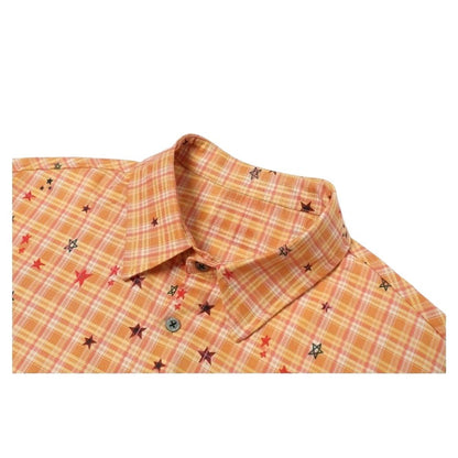Hand - painted Star Check Shirt - Thrashink