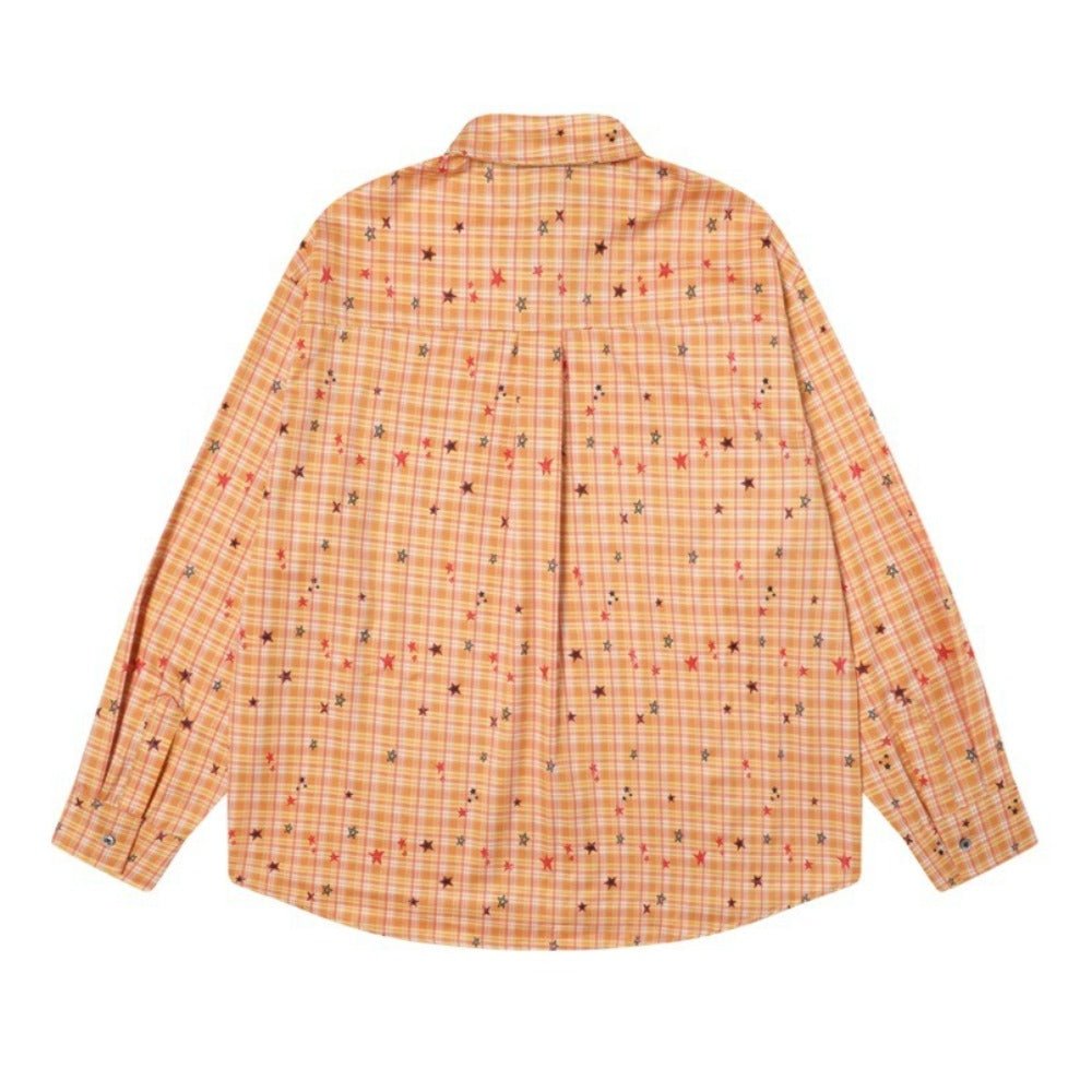 Hand - painted Star Check Shirt - Thrashink