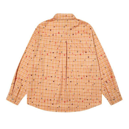 Hand - painted Star Check Shirt - Thrashink