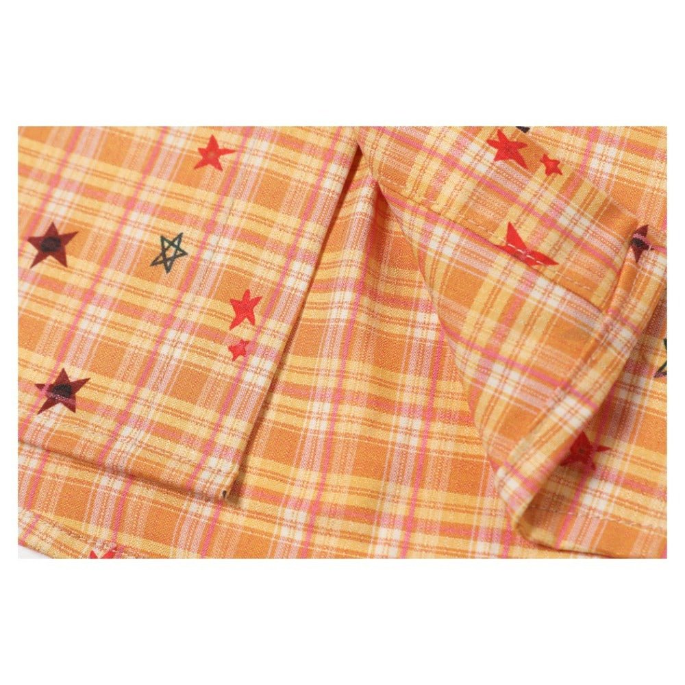 Hand - painted Star Check Shirt - Thrashink