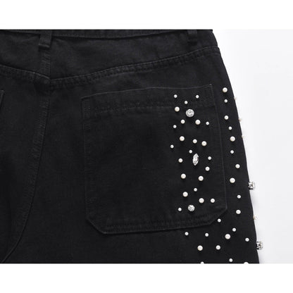 Heavily Starry Beaded Rhinestone Jeans - Thrashink