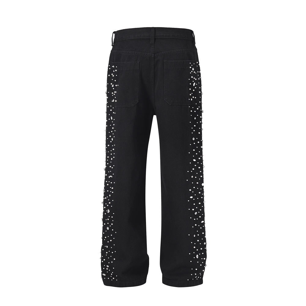 Heavily Starry Beaded Rhinestone Jeans - Thrashink
