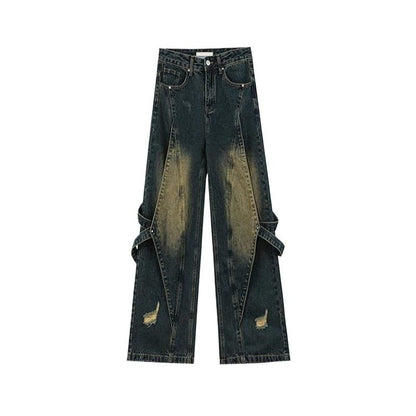 Heavy Patchwork Distressed Jeans - Thrashink