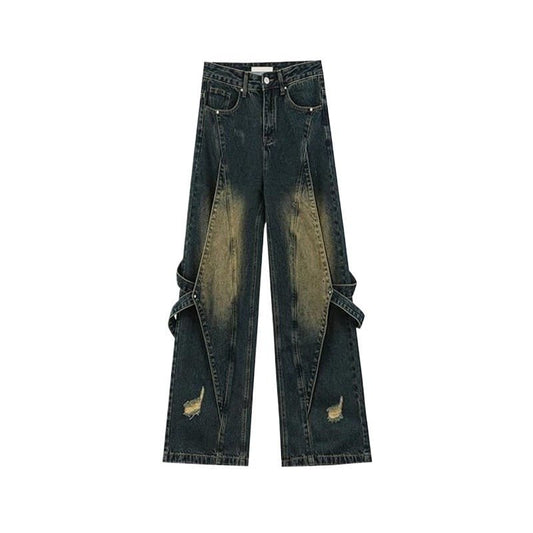 Heavy Patchwork Distressed Jeans - Thrashink