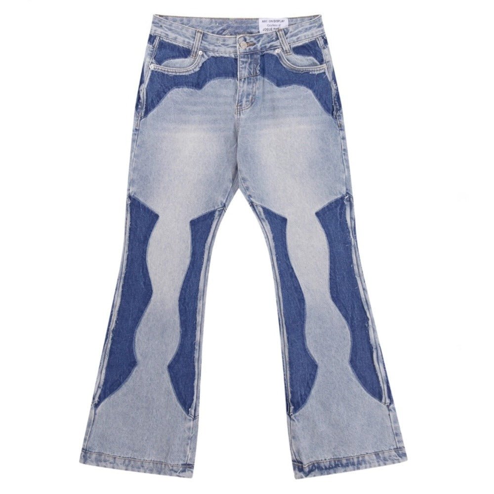 Heavy Washed Patchwork Jeans - Thrashink