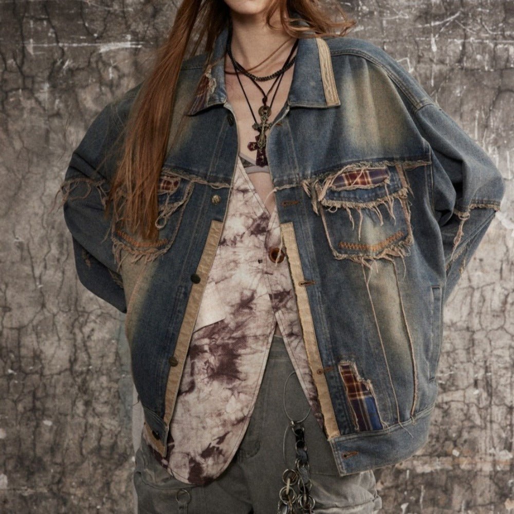 High Street Distressed Raw Edge Jacket - Thrashink