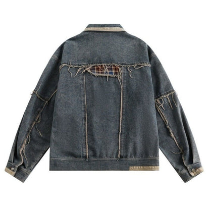 High Street Distressed Raw Edge Jacket - Thrashink
