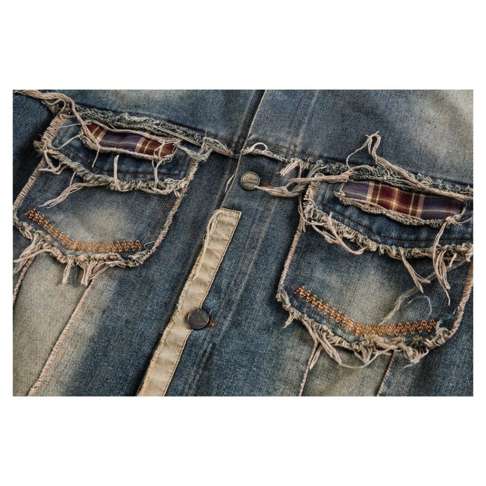 High Street Distressed Raw Edge Jacket - Thrashink