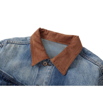 High Street Distressed Washed Denim Jacket - Thrashink