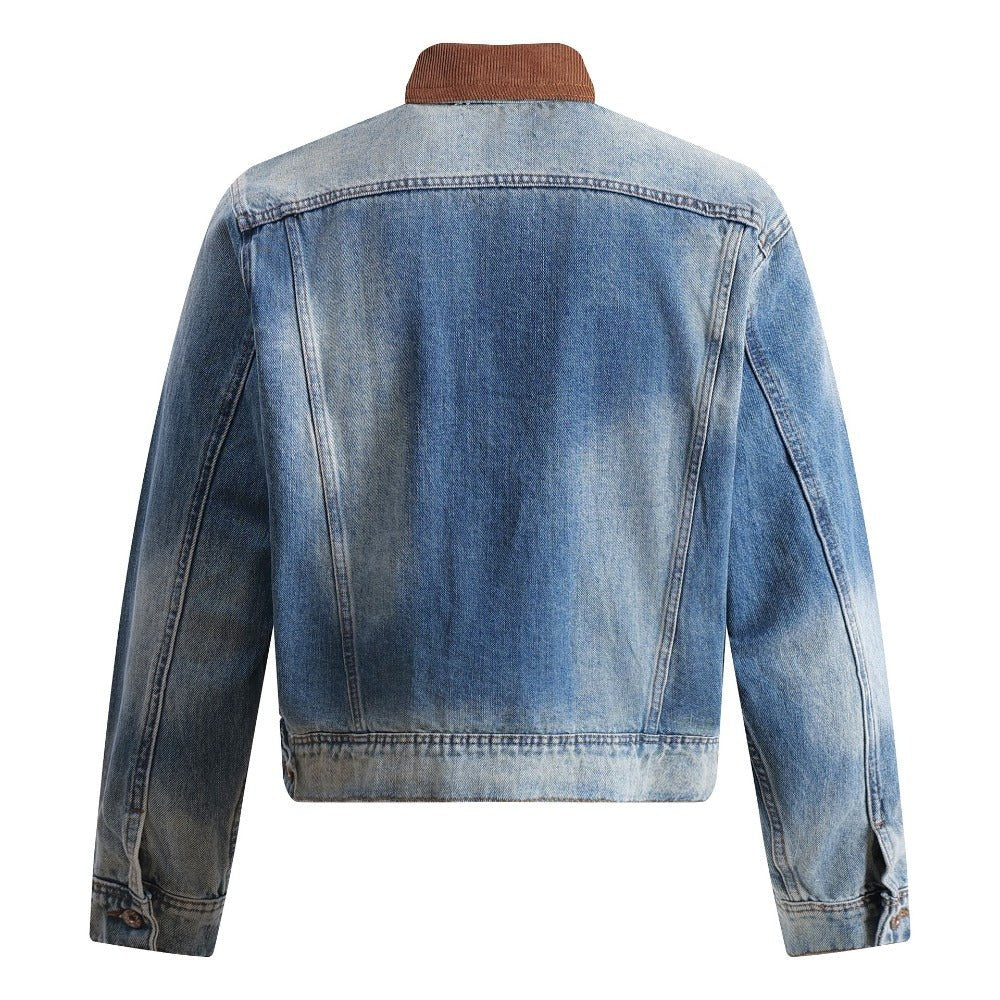 High Street Distressed Washed Denim Jacket - Thrashink