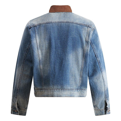 High Street Distressed Washed Denim Jacket - Thrashink